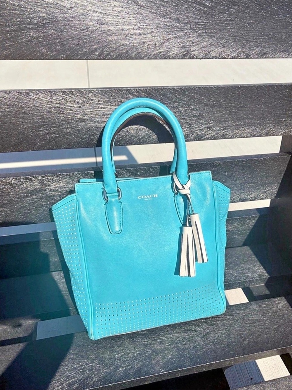 Coach Legacy Perforated Medium Candace Carryall Tote in Blue